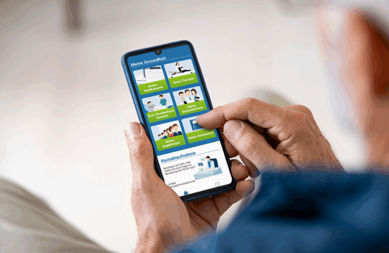 Die PICOS-App: Unterstützung in der medizinischen Selbstfürsorge © istockphoto.com/Ridofranz 1214509161 Ein älterer Mann nutzt auf seinem Smartphone die PICOS-App zur Nachsorge nach seinem Aufenthalt auf der Intensivstation.